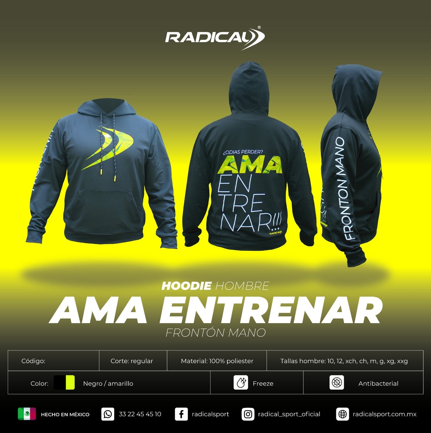 Hoodie Ama Entrenar Fronton Mano Hombre